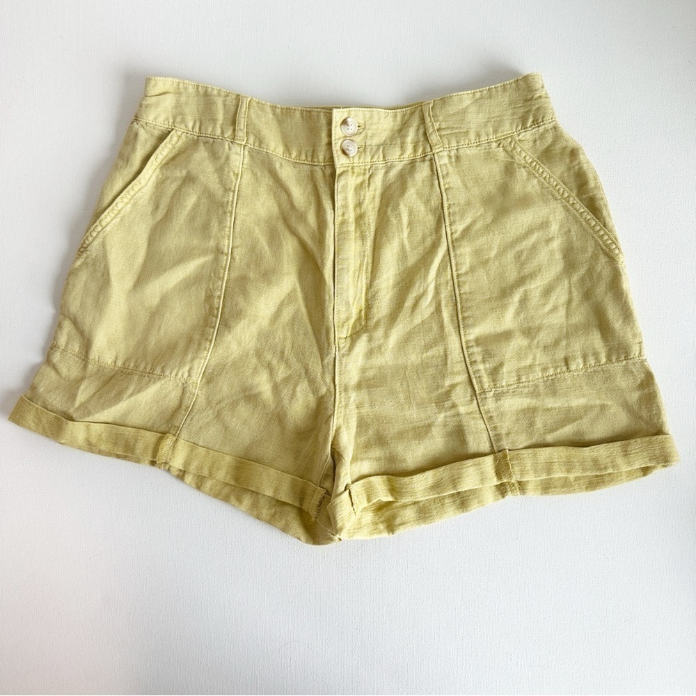 Joie Shorts Linen Blend Yellow Women’s Size 10 Elastic Waist